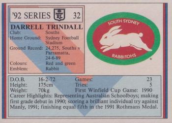 1992 Regina NSW Rugby League #32 Darrell Trindall Back